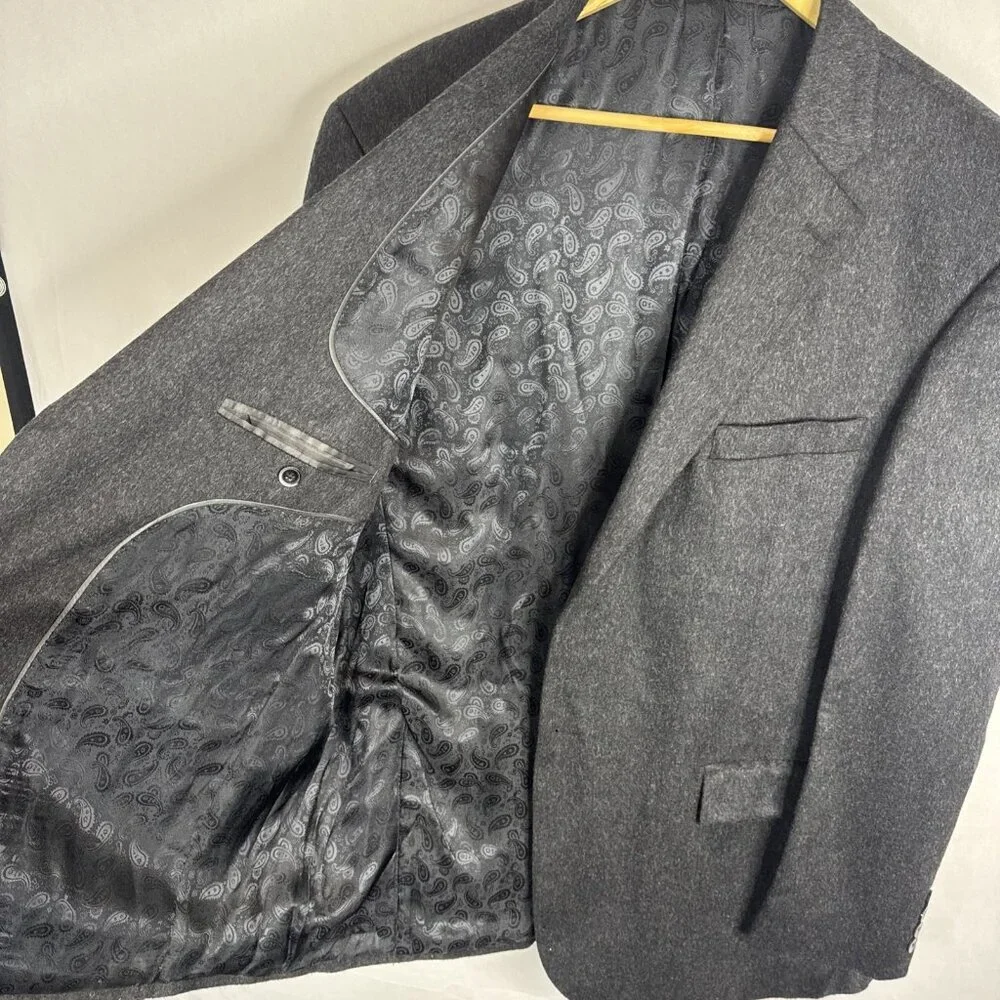 Grafton 100% Cashmere Blazer Jacket Men 46 Charcoal Gray Sports‎ Coat